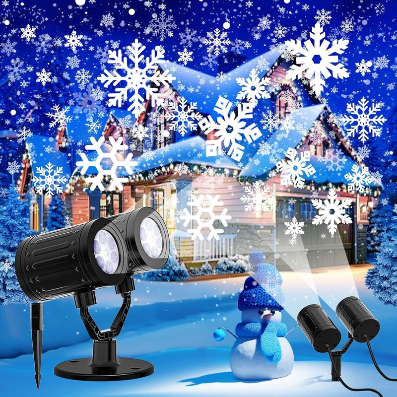 Kitloo 2025 Upgraded Double Head Christmas Snowflake Projector Lights Outdoor, Timing Mode, IP65 Waterproof, 360°Roating LED Christmas Lights, for Xmas Holiday Party Christmas Decoration, Indoor, Houses - Image 1